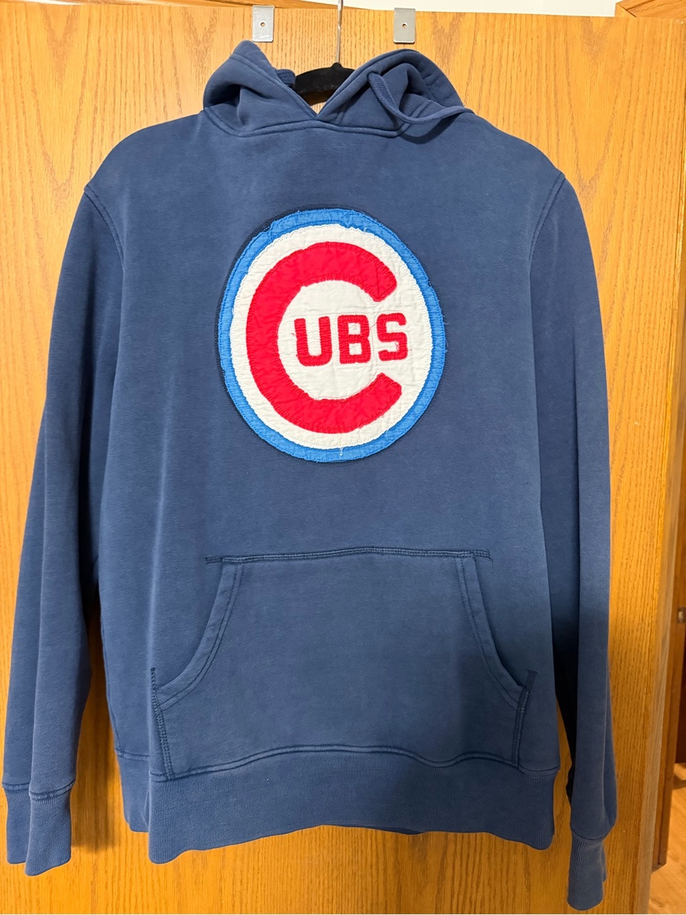 Red Jacket Navy Crewneck Hoodie with Red & White Chicago Cubs Patch